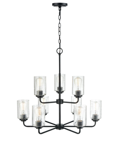 26.75'' Moven Matte Black 9 Light Chandelier