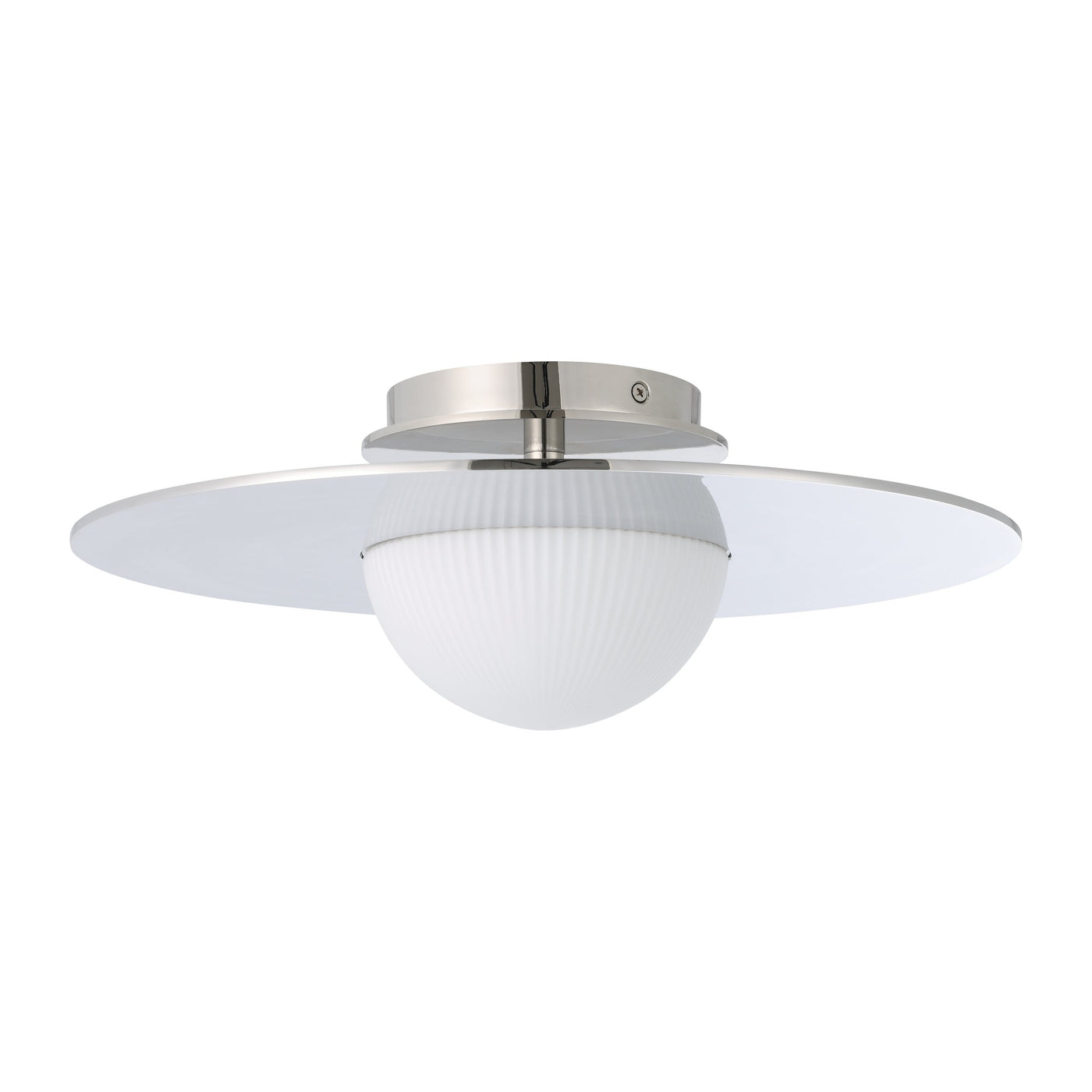 Solstice 16-inch Polished Nickel 5CCT LED Convertible Pendant with Opal Ribbed Glass Shade