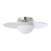 Solstice 16-inch Polished Nickel 5CCT LED Convertible Pendant with Opal Ribbed Glass Shade