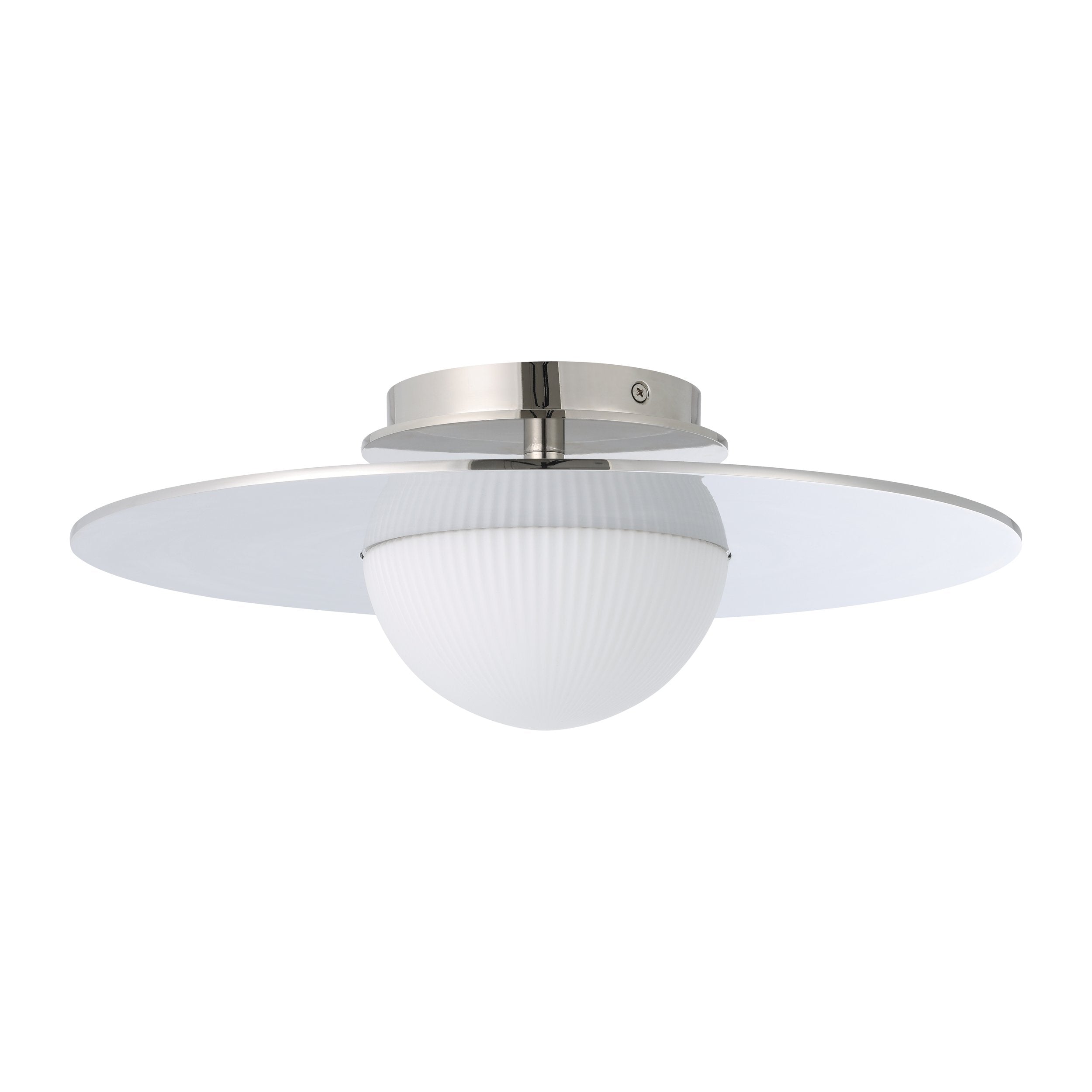 Solstice 16-inch Polished Nickel 5CCT LED Convertible Pendant with Opal Ribbed Glass Shade