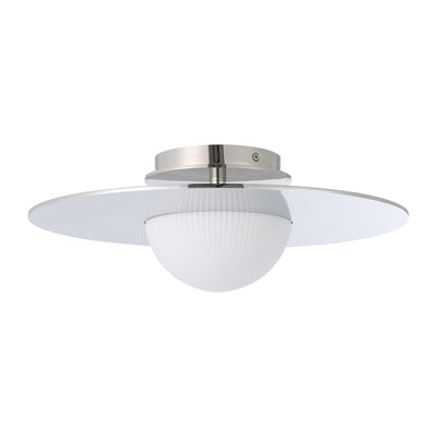 Solstice 16-inch Polished Nickel 5CCT LED Convertible Pendant with Opal Ribbed Glass Shade