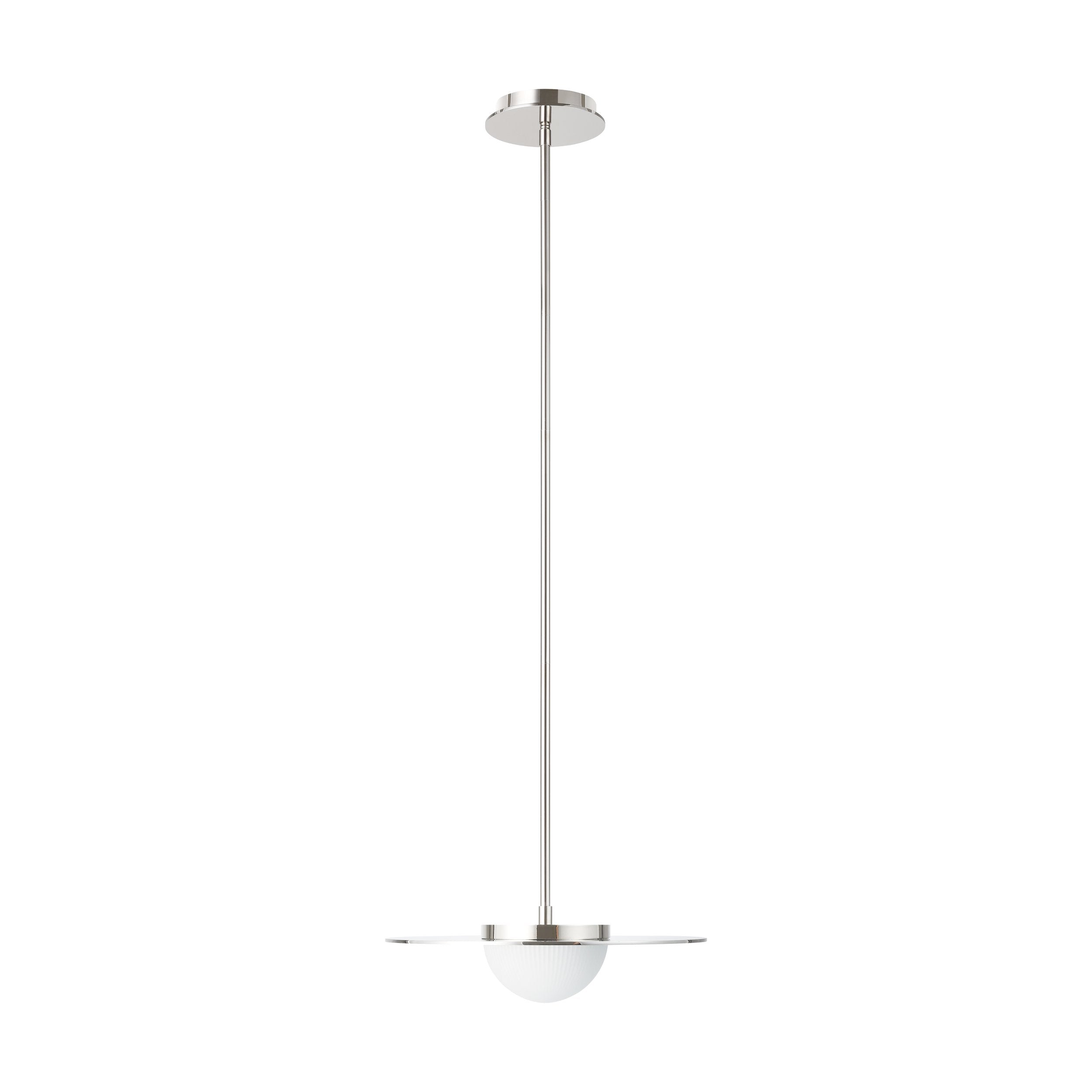 Solstice 16-inch Polished Nickel 5CCT LED Convertible Pendant with Opal Ribbed Glass Shade