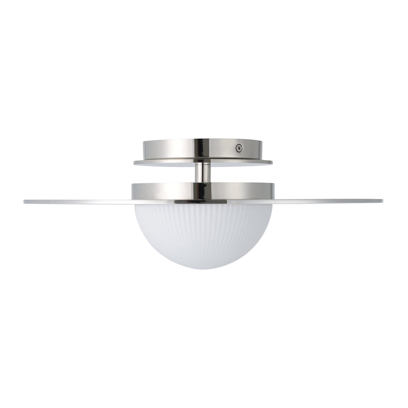 Solstice 16-inch Polished Nickel 5CCT LED Convertible Pendant with Opal Ribbed Glass Shade