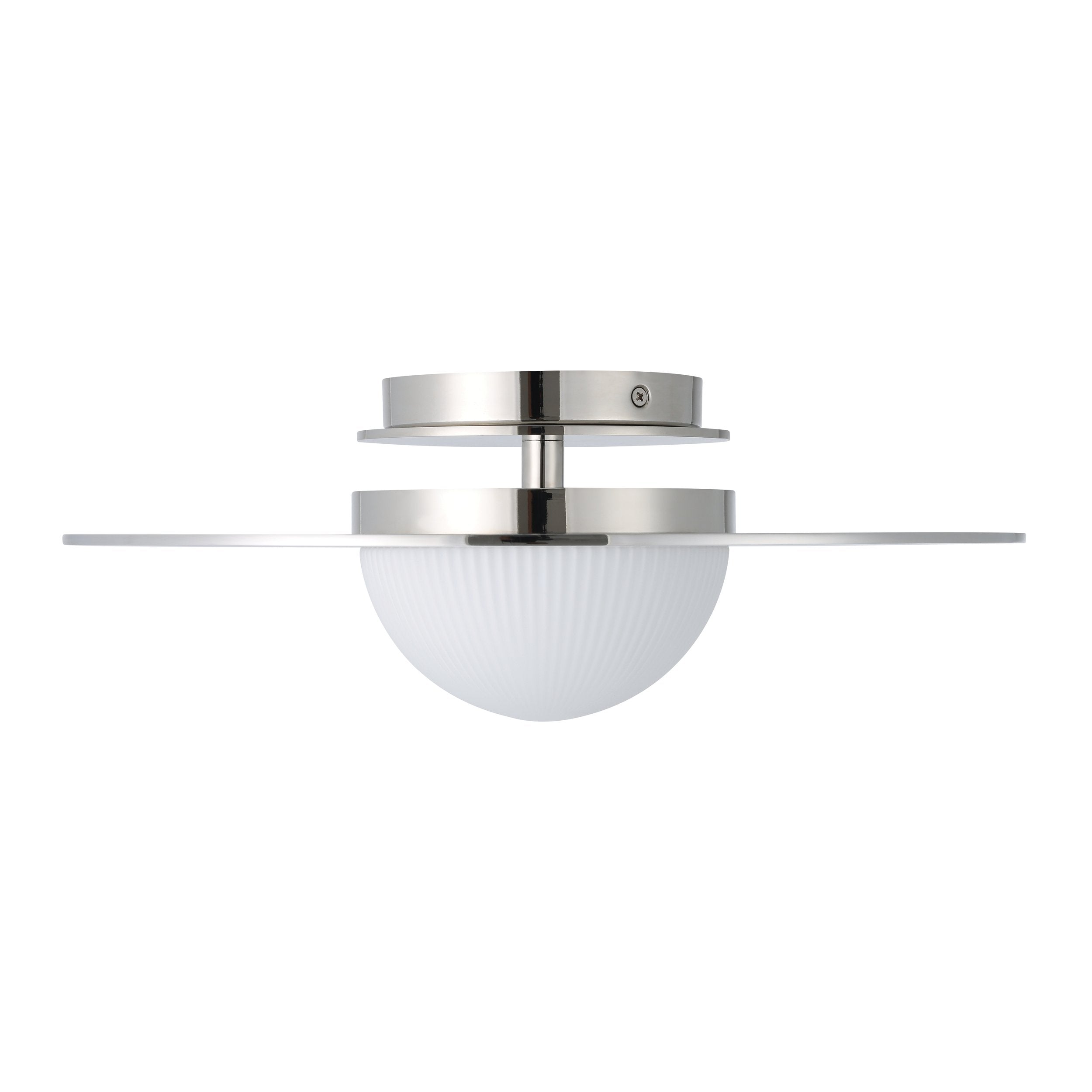 Solstice 16-inch Polished Nickel 5CCT LED Convertible Pendant with Opal Ribbed Glass Shade