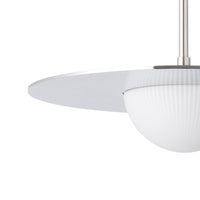 Solstice 16-inch Polished Nickel 5CCT LED Convertible Pendant with Opal Ribbed Glass Shade