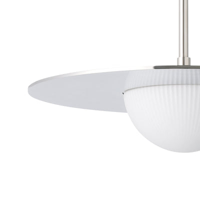 Solstice 16-inch Polished Nickel 5CCT LED Convertible Pendant with Opal Ribbed Glass Shade