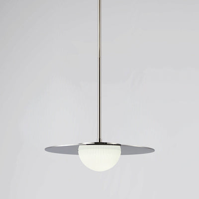 Solstice 16-inch Polished Nickel 5CCT LED Convertible Pendant with Opal Ribbed Glass Shade