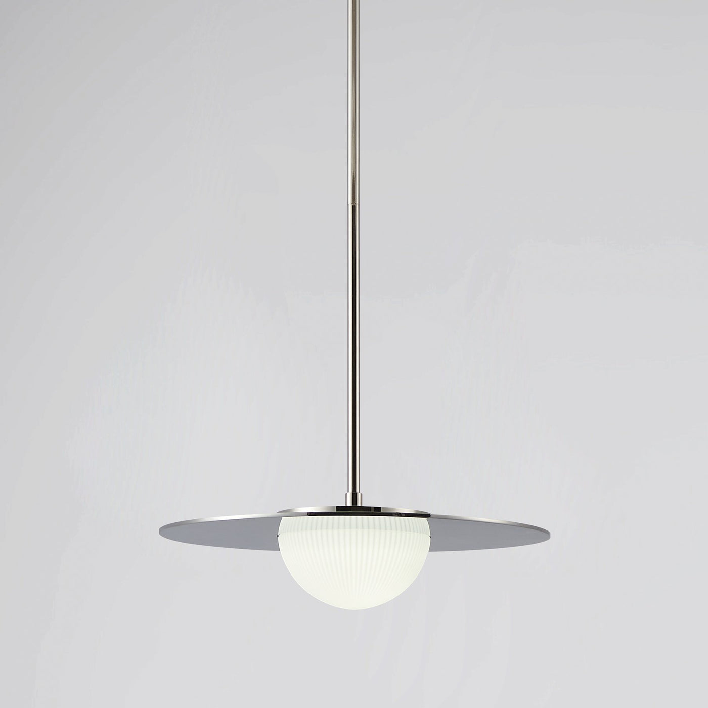Solstice 16-inch Polished Nickel 5CCT LED Convertible Pendant with Opal Ribbed Glass Shade