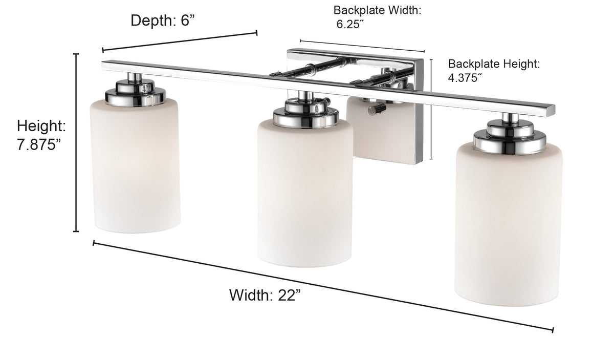22'' Durham Chrome 3 Light Bath Vanity