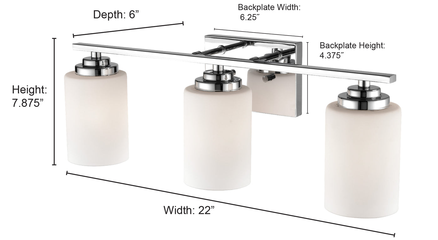 22'' Durham Matte Black 3 Light Bath Vanity