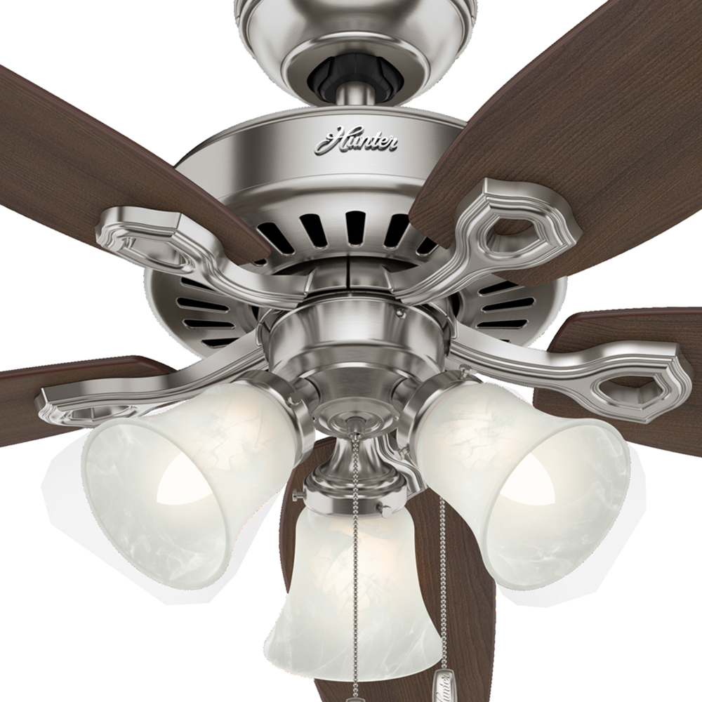 52 inch Builder Brushed Nickel Ceiling Fan with LED Light Kit and Pull Chain