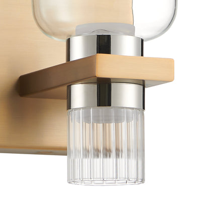 Amelia 4-inch 2-light Champagne Gold and Polished Nickel 5CCT LED Vanity Light with Clear and Clear Ribbed Glass