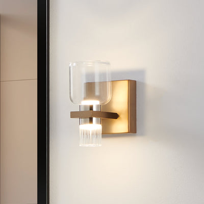 Amelia 4-inch 2-light Champagne Gold and Polished Nickel 5CCT LED Vanity Light with Clear and Clear Ribbed Glass