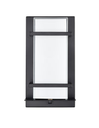 11-inch Powder Coated Black White Glass Outdoor Wall Sconce