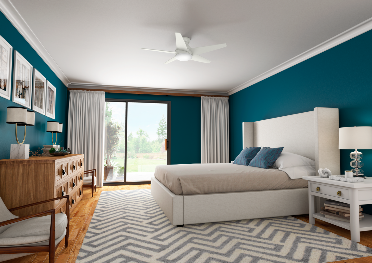 Casablanca 44 inch Isotope Fresh White Low Profile Ceiling Fan with LED Light Kit and Wall Control