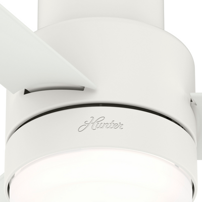44 inch Gilmour Matte White Low Profile Damp Rated Ceiling Fan with LED Light Kit and Handheld Remote