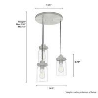 Devon Park 14.5-inch 3-light Brushed Nickel Round Pendant Cluster with Clear Glass