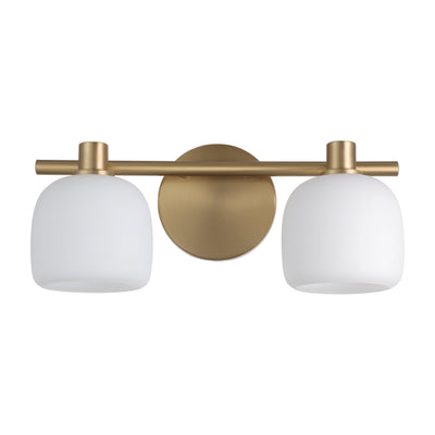 Valentina 15-inch 2-light Champagne Gold Vanity Light with Etched Opal Glass Shades