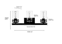 22'' Lunden Matte Black 3 Light Bath Vanity
