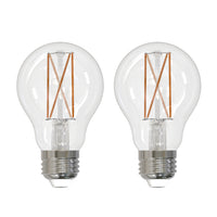 A19 5W Dimmable Clear Filament LED Light Bulb with E26 Base, 2700K, 450 Lumens, 2-Pack