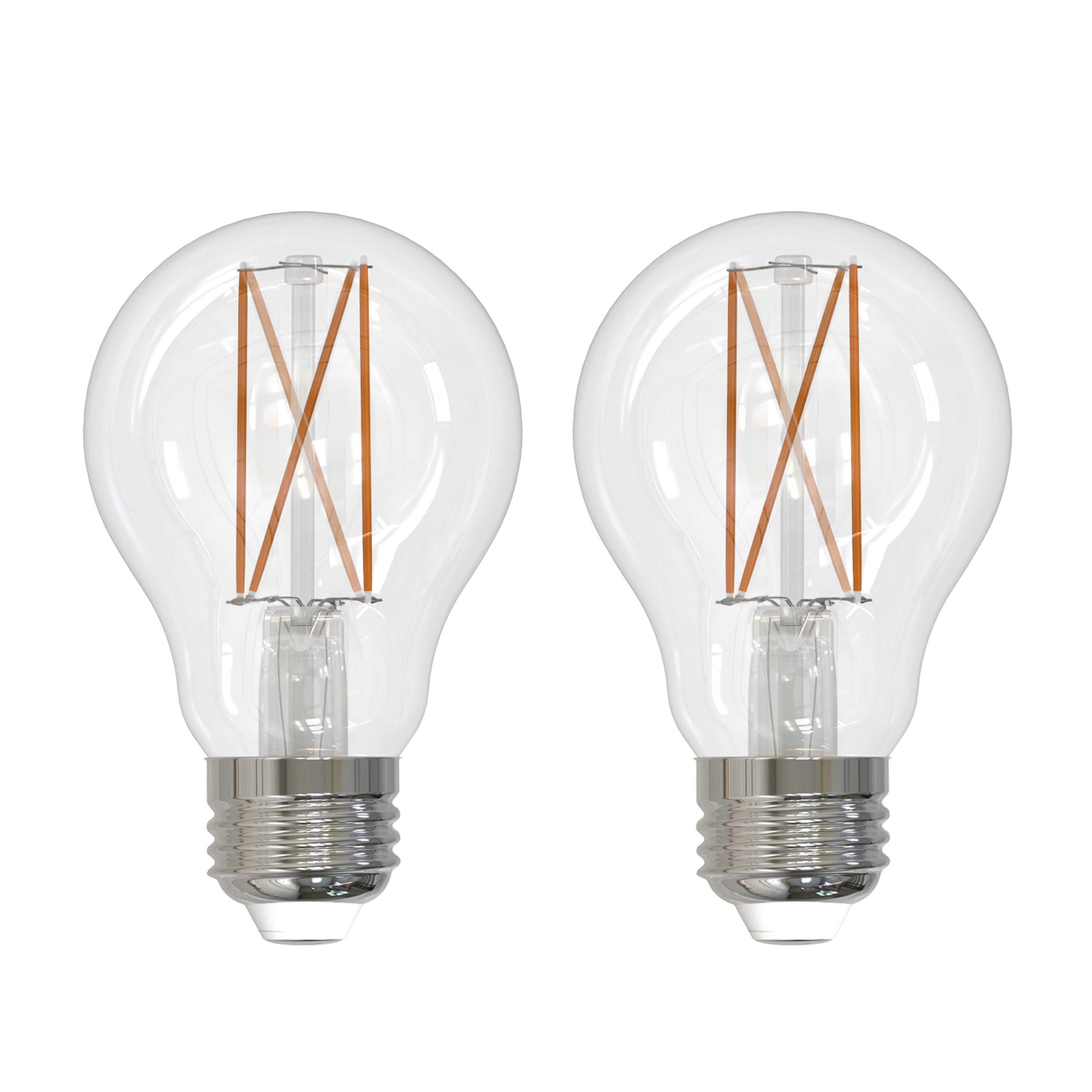 A19 5W Dimmable Clear Filament LED Light Bulb with E26 Base, 2700K, 450 Lumens, 2-Pack
