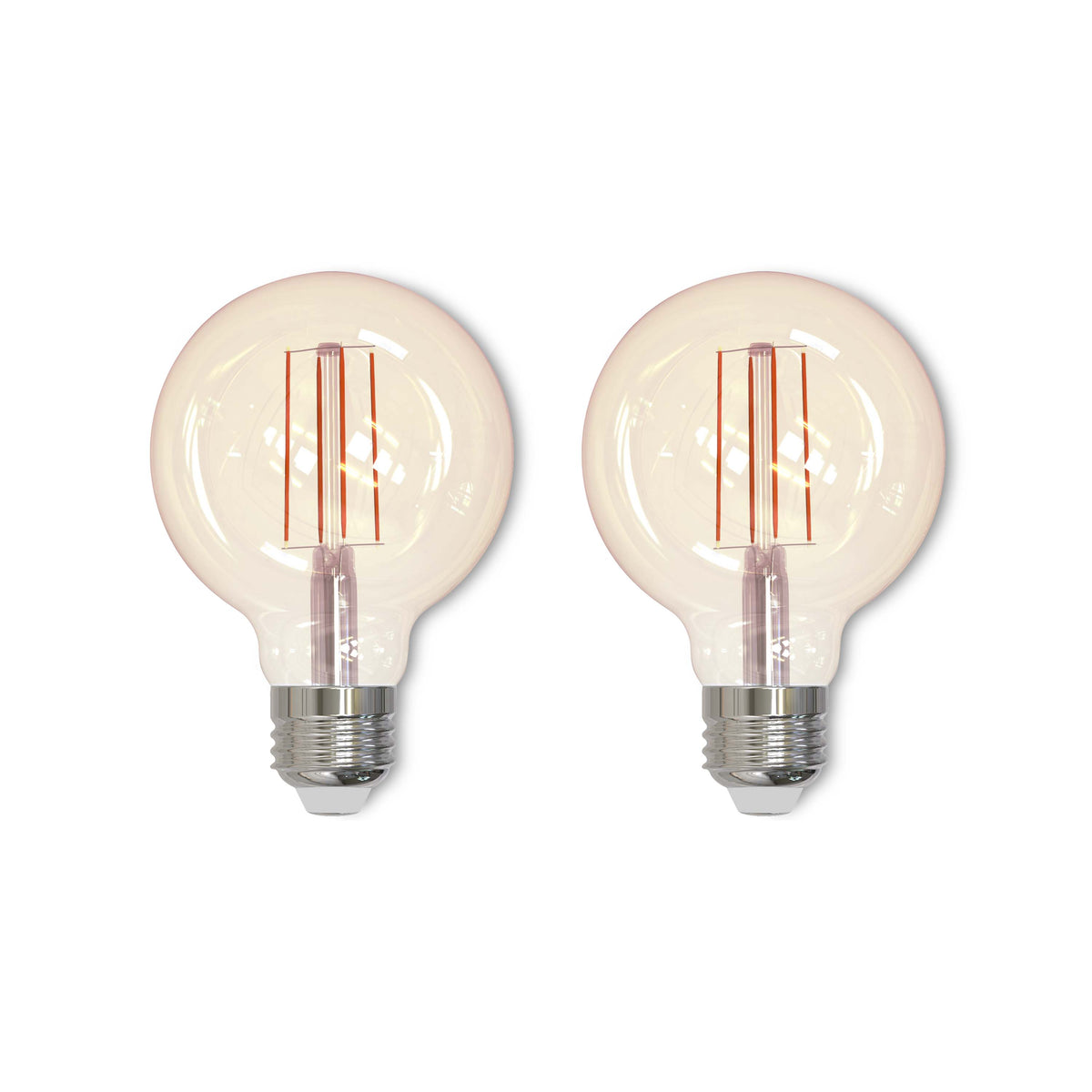 G25 5W Dimmable Antique Filament LED Light Bulb with E26 Base, 2200K, 450 Lumens, 2-Pack