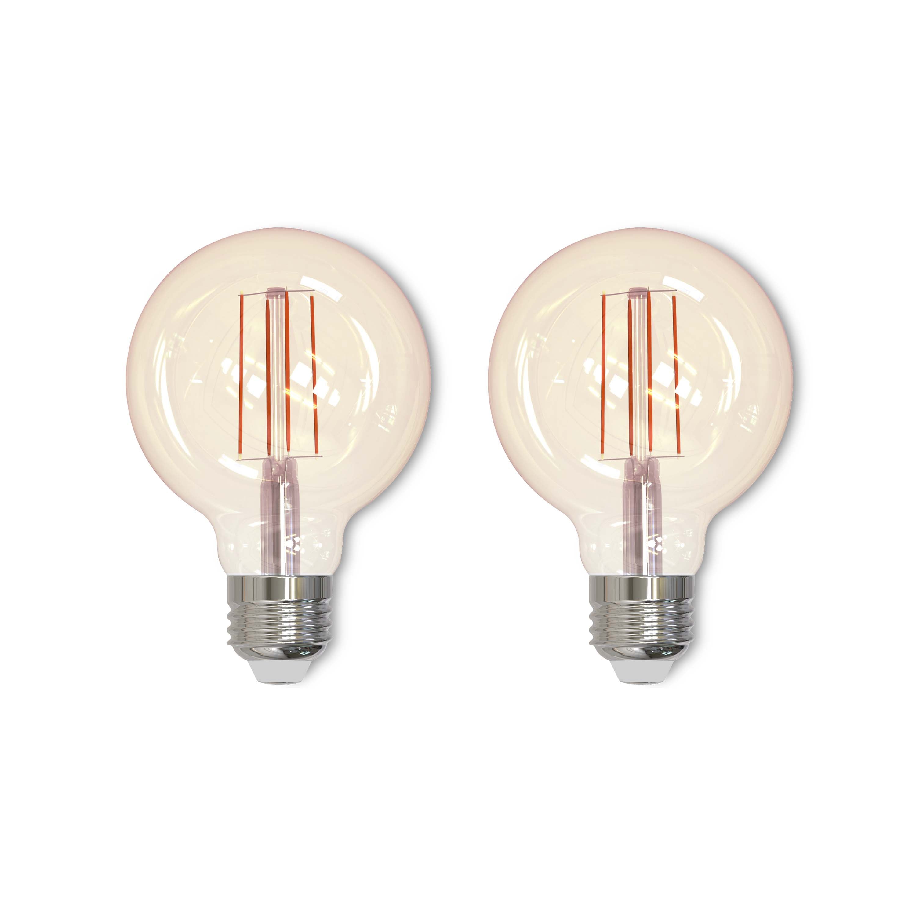 G25 5W Dimmable Antique Filament LED Light Bulb with E26 Base, 2200K, 450 Lumens, 2-Pack