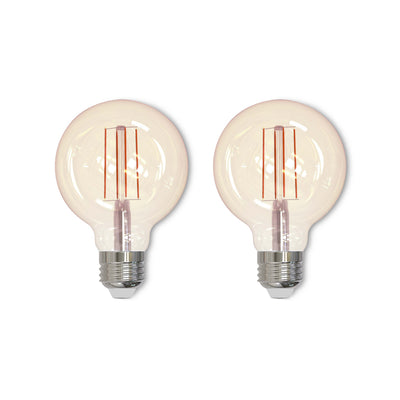 G25 5W Dimmable Antique Filament LED Light Bulb with E26 Base, 2200K, 450 Lumens, 2-Pack