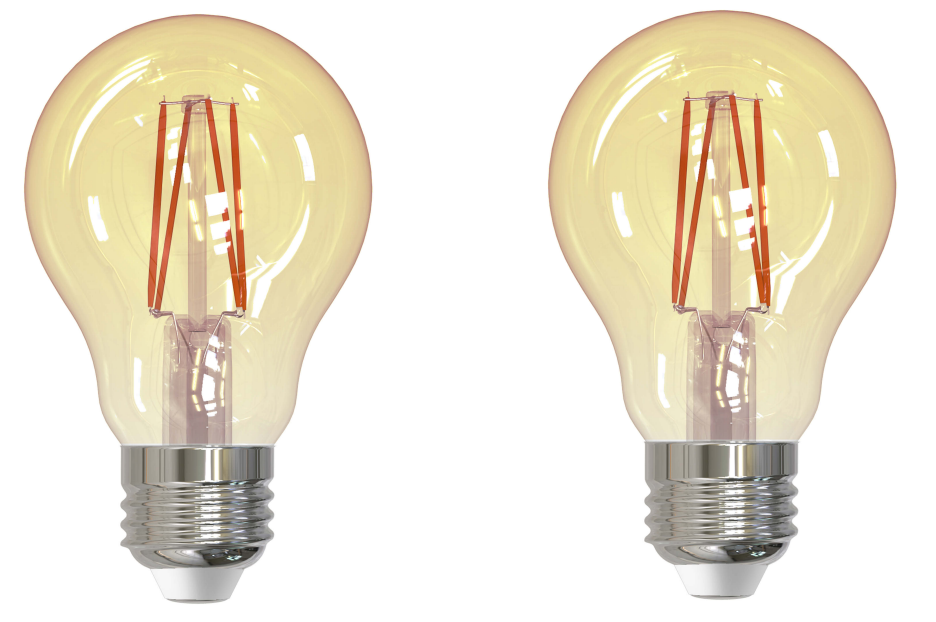 A19 4.5W Dimmable Filament LED Light Bulb with E26 Base, 2100K, 410 Lumens, 2-Pack