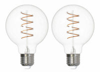 G25 4.5W Dimmable Clear Filament LED Light Bulb with E26 Base, 2100K, 350 Lumens, 2-Pack