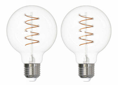 G25 4.5W Dimmable Clear Filament LED Light Bulb with E26 Base, 2100K, 350 Lumens, 2-Pack