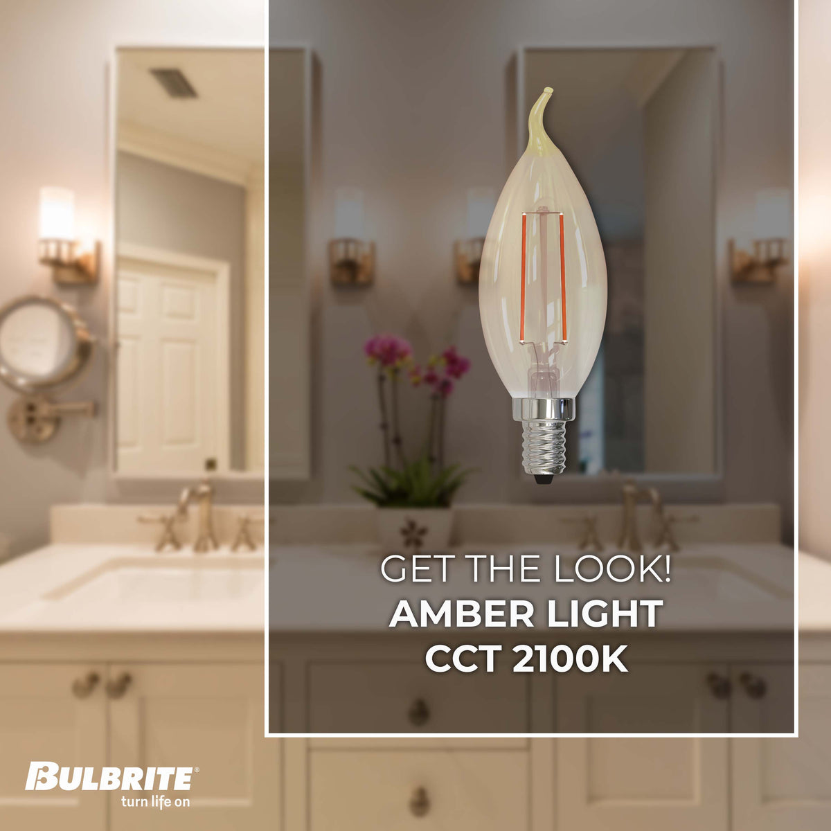 CA10 2.5W Dimmable Clear Filament LED Light Bulb with E12 Base, 2100K, 160 Lumens, 6-Pack