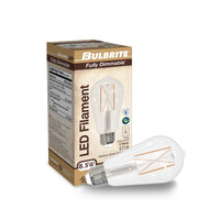 ST18 8.5W Dimmable Clear Filament LED Light Bulb with E26 Base, 3000K, 850 Lumens, 2-Pack