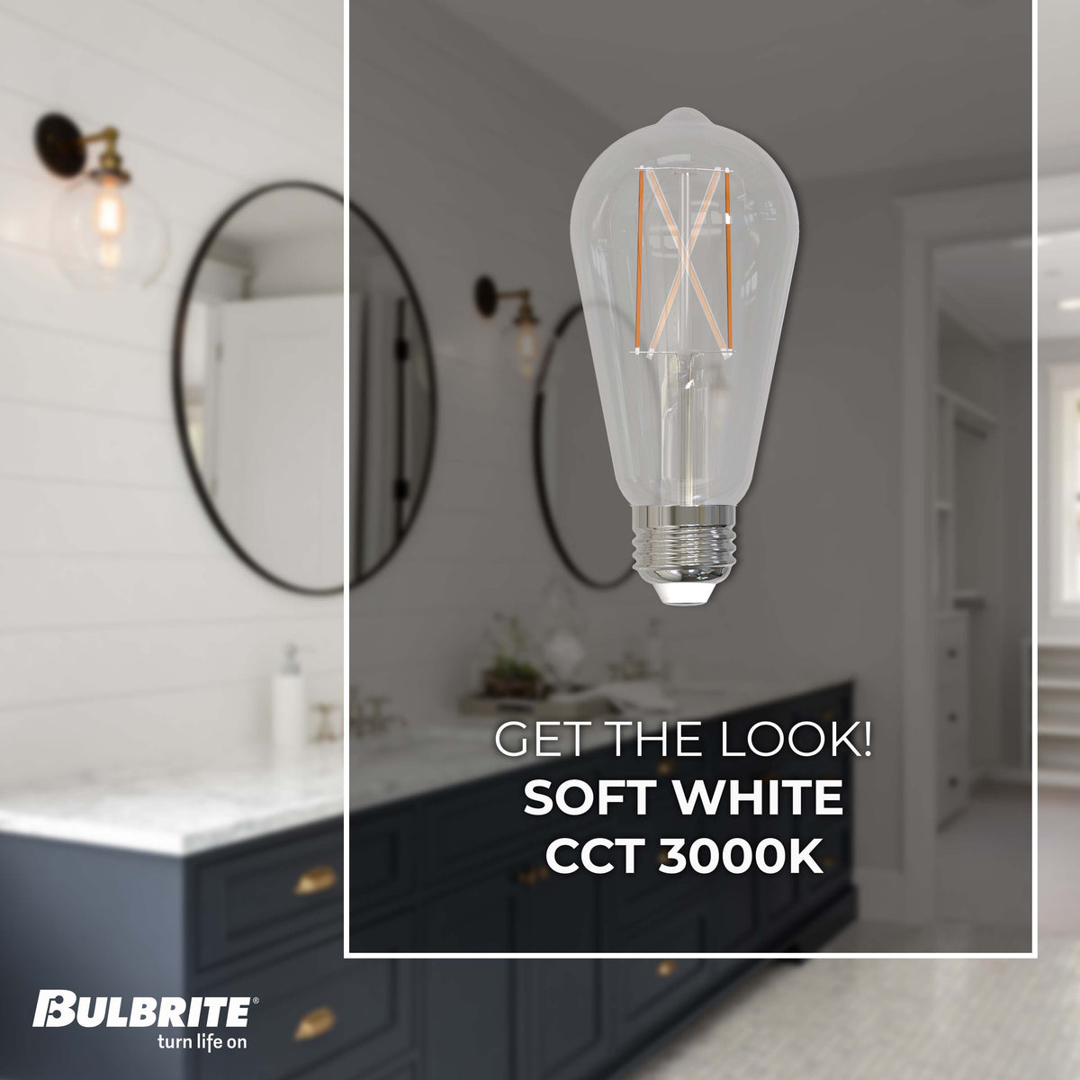 ST18 8.5W Dimmable Clear Filament LED Light Bulb with E26 Base, 3000K, 850 Lumens, 4-Pack