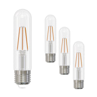 T9 5-inch 3W Dimmable Clear Filament LED Light Bulb with E26 Base, 2700K, 250 Lumens, 4-Pack