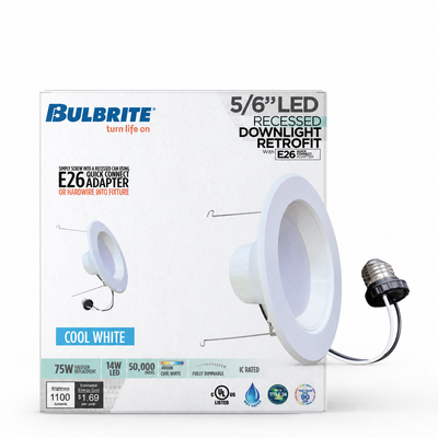 5/6-inch White 14W Dimmable LED Retrofit Recessed Downlight, 4000K, 1100 Lumens, 4-Pack