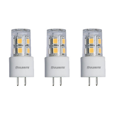 JC 2W Non-Dimmable Clear LED Light Bulb with G4 Base, 3000K, 180 Lumens, 12V, 3-Pack