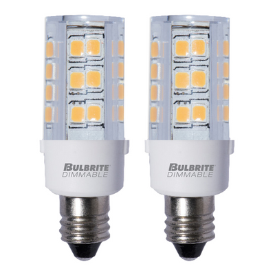 T6 4.5W Dimmable Clear LED Light Bulb with E12 Base, 3000K, 400 Lumens, 2-Pack
