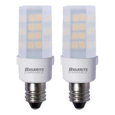 T6 4.5W Dimmable Frost LED Light Bulb with E12 Base, 3000K, 340 Lumens, 2-Pack
