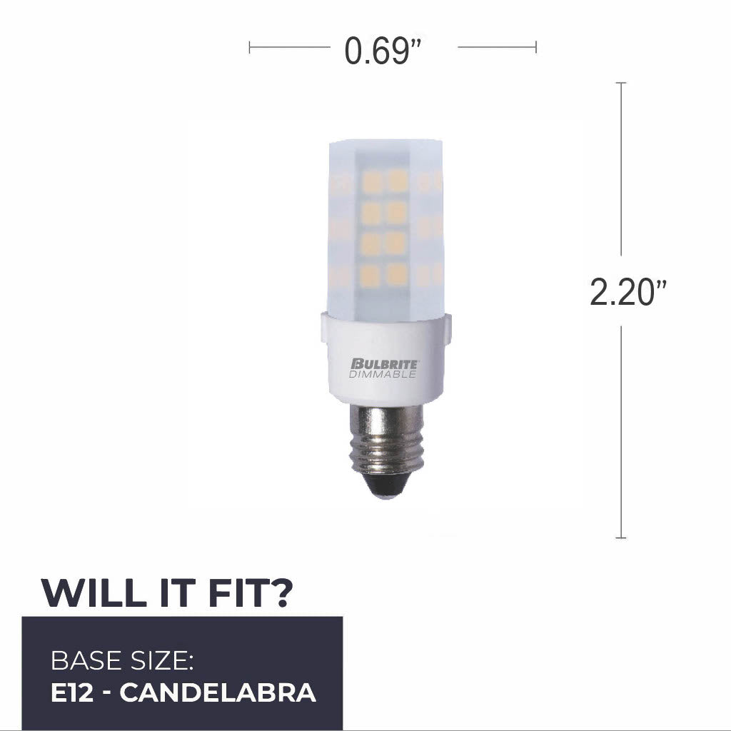 T6 4.5W Dimmable Frost LED Light Bulb with E12 Base, 2700K, 340 Lumens, 2-Pack