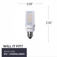 T6 4.5W Dimmable Frost LED Light Bulb with E12 Base, 3000K, 340 Lumens, 2-Pack