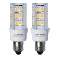 T6 4.5W Dimmable Clear LED Light Bulb with E11 Base, 2700K, 400 Lumens, 2-Pack