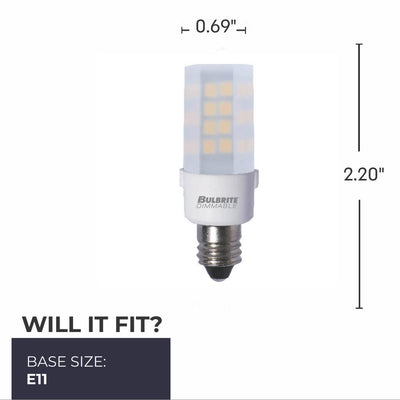 T6 4.5W Dimmable Frost LED Light Bulb with E11 Base, 2700K, 340 Lumens, 2-Pack