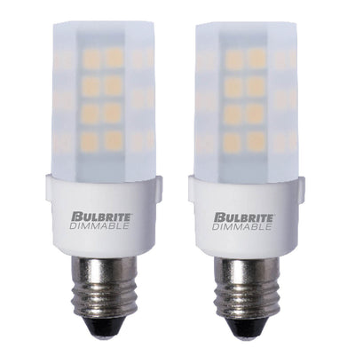 T6 4.5W Dimmable Frost LED Light Bulb with E12 Base, 2700K, 340 Lumens, 2-Pack
