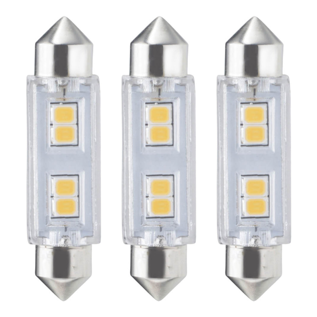 T3 0.8W Non-Dimmable Clear LED Light Bulb with FESTOON Base, 3000K, 55 Lumens, 24V, 3-Pack