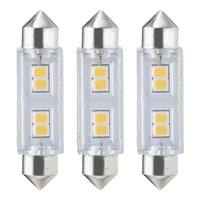 T3 0.8W Non-Dimmable Clear LED Light Bulb with FESTOON Base, 2700K, 55 Lumens, 12V, 3-Pack