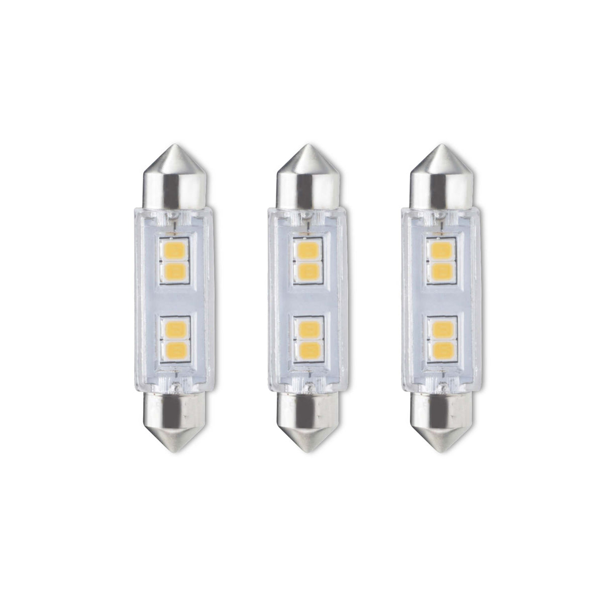 T3 0.8W Non-Dimmable Clear LED Light Bulb with FESTOON Base, 2700K, 55 Lumens, 24V, 3-Pack