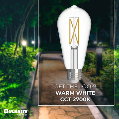 ST18 7.6W Dimmable Clear Filament LED Light Bulb with E26 Base, 2700K, 800 Lumens, 10-Pack
