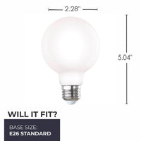 G25 7W Dimmable Milky Filament LED Light Bulb with E26 Base, 2700K, 800 Lumens, 8-Pack