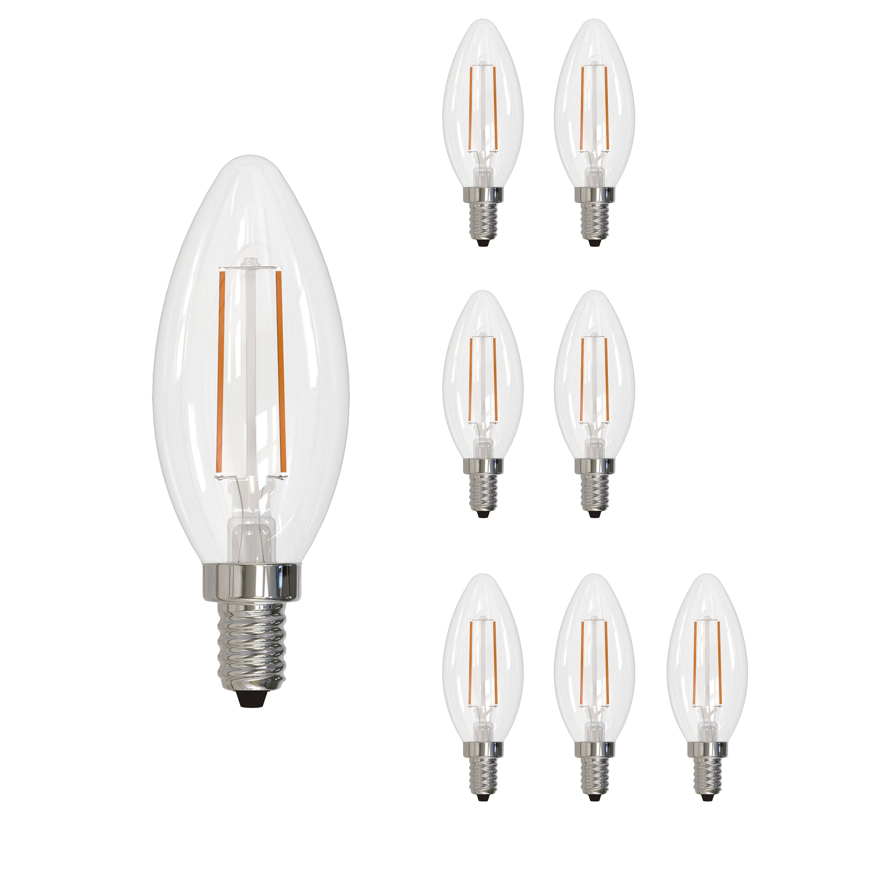B11 4.1W Dimmable Filament LED Light Bulb with E12 Base, 4000K, 400 Lumens, 8-Pack